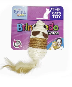 Brinquedo Ratinho Sisal com Penas para Gatos